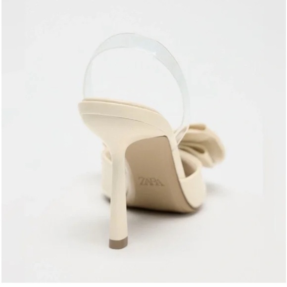 NWT Zara Woman Cream White Slingback Bow Heels Shoes Size 6,5 and 8. - Picture 7 of 9